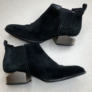 Alexander Wang‎ Gabi Cut Out Boot 39 Black Suede Silver Metal Heel